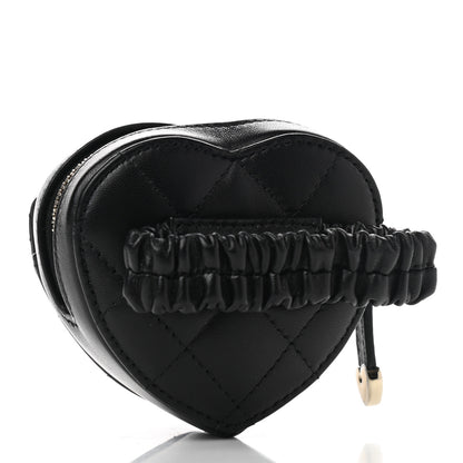 Chanel Lambskin Quilted CC In Love Heart Zipped Arm Coin Purse Black 3 of 8