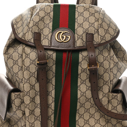 Gucci GG Supreme Monogram Medium Ophidia Double Buckle Backpack Brown 8 of 10