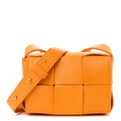 Bottega Veneta Lambskin Maxi Intrecciato Extra Mini Cassette Crossbody Bag Tangerine 1 of 10