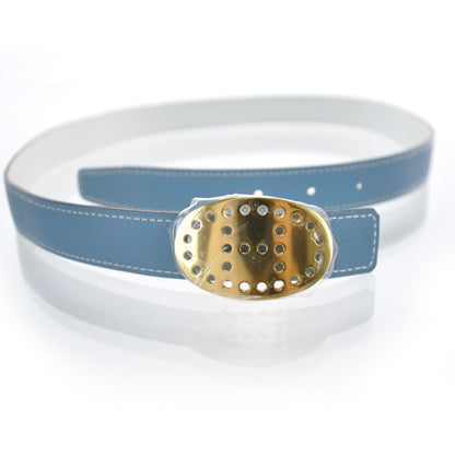 Hermes Leather Mirage Belt Blue Jean Blanc 1 of 3