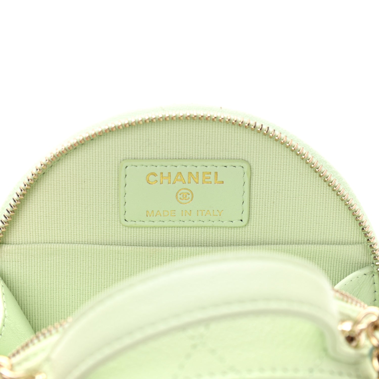 Chanel Caviar Quilted Round Handle With Care Vanity With Chain Light Green 7 of 13