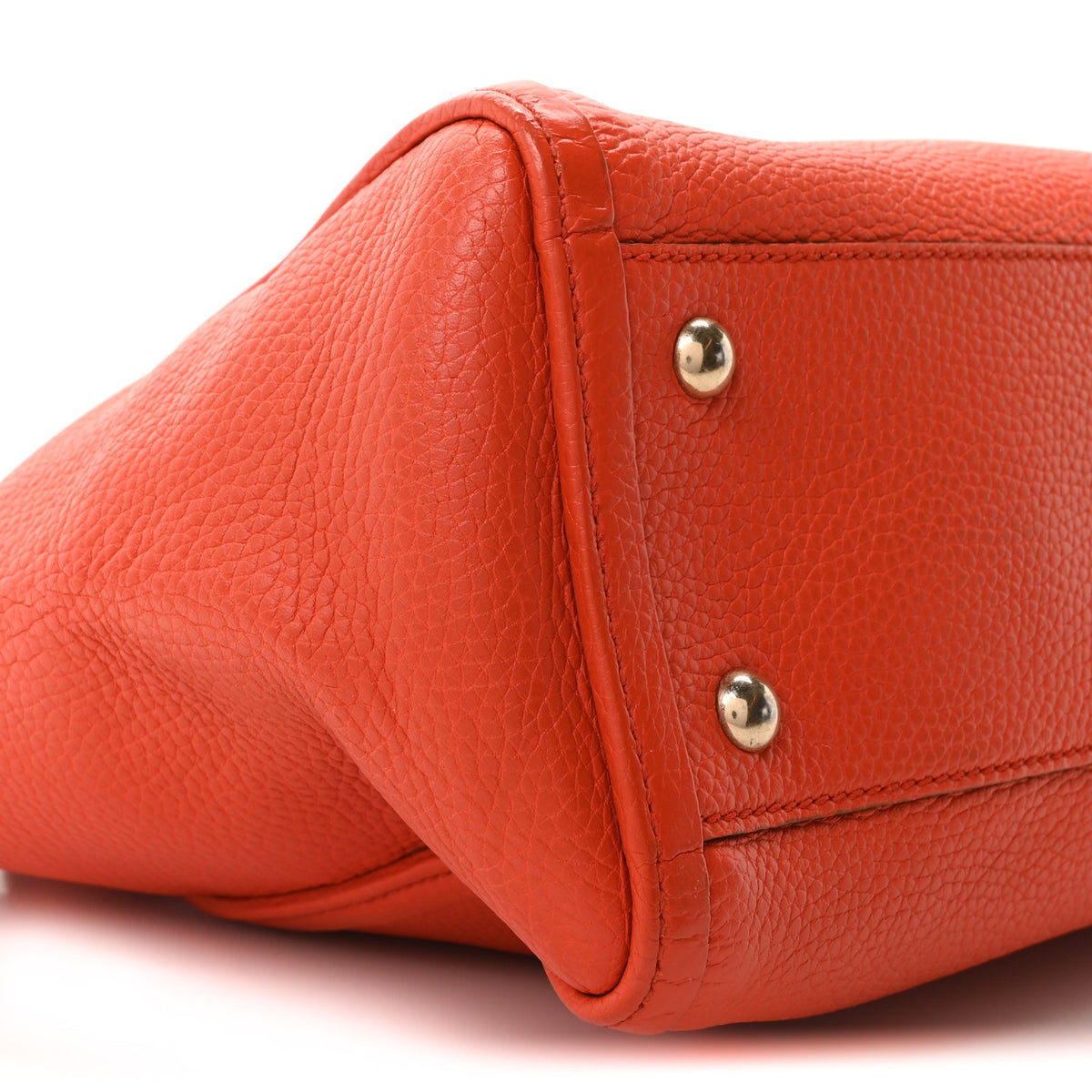 Pebbled Calfskin Small Soho Top Handle Bag Sun Orange