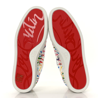 Christian Louboutin Satin Nappa Mens Louis Junior ABC Orlato Flat Sneakers 42 White Multicolor 5 of 9
