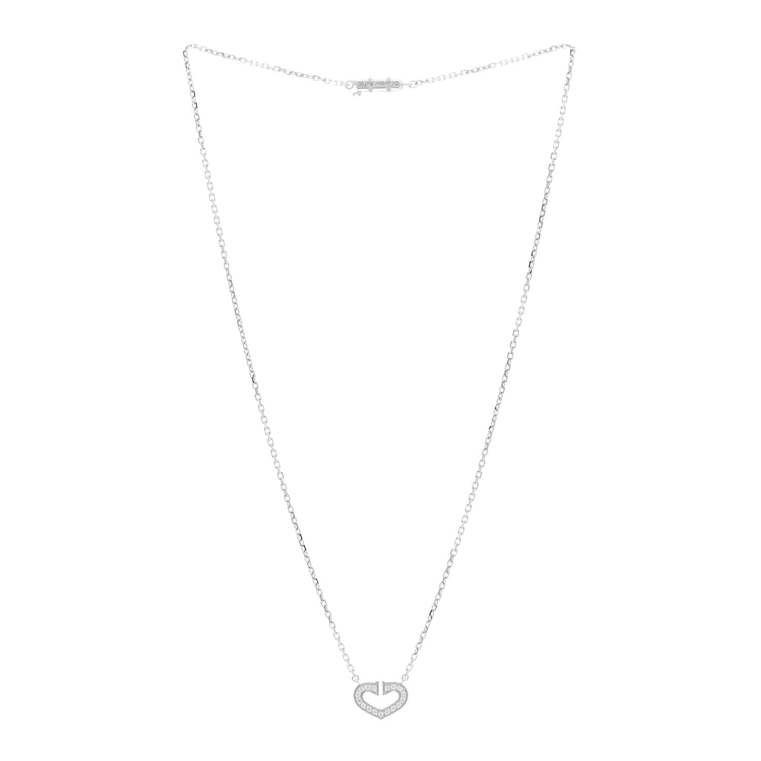 Cartier 18K White Gold Diamond Small Hearts and Symbols Pendant Necklace 3 of 4