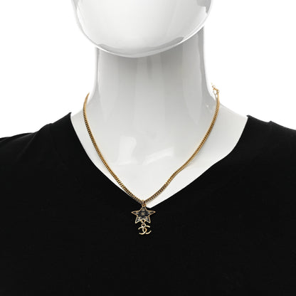 Chanel Glitter Enamel CC Star Necklace Gold Black 2 of 5