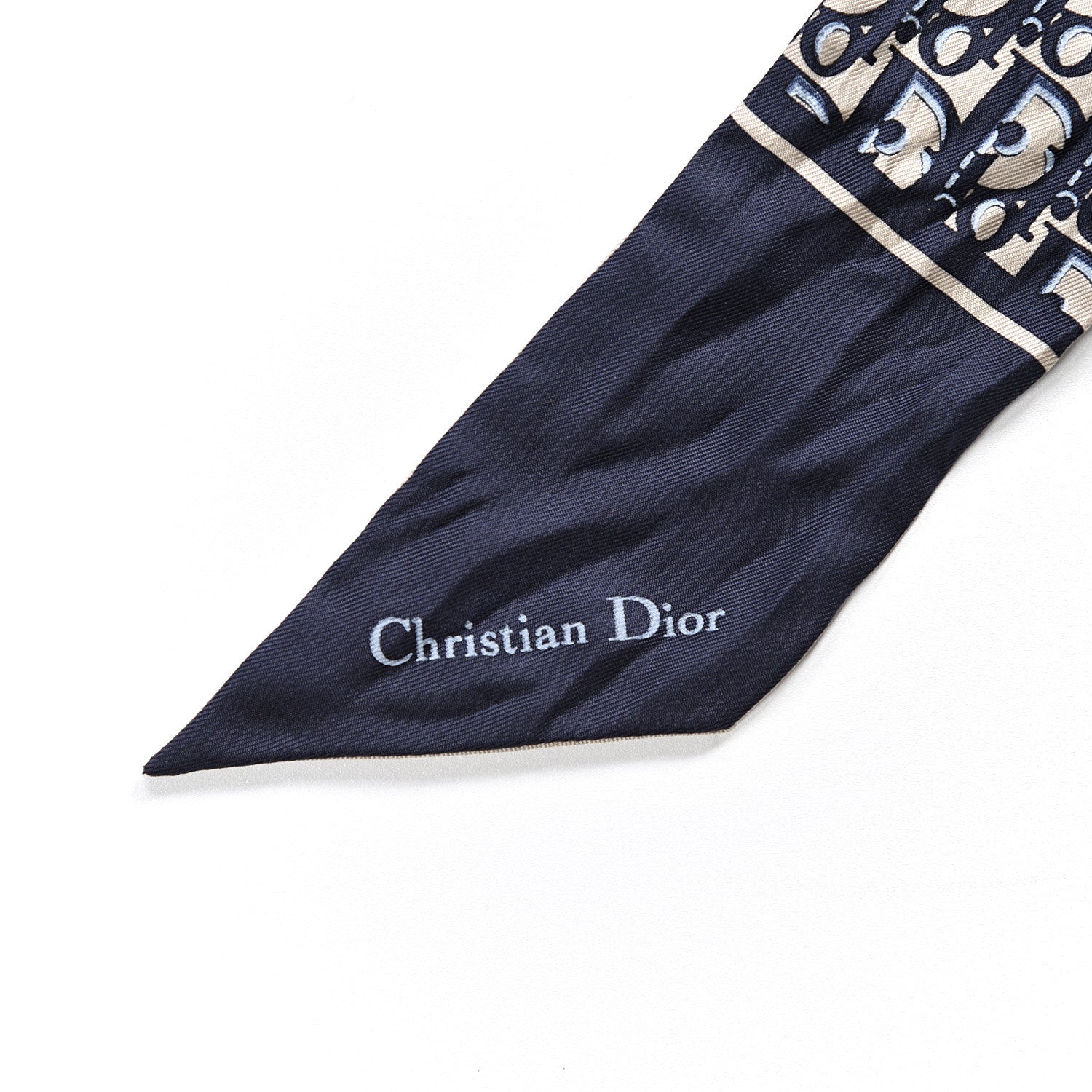 Christian Dior Silk Oblique Mitzah Scarf Blue 3 of 3