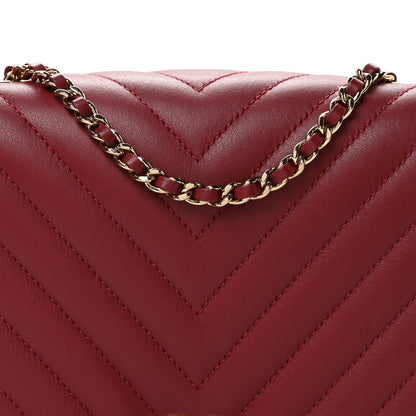 Chanel Calfskin Chevron Quilted Small Statement Flap Burgundy 8 of 11