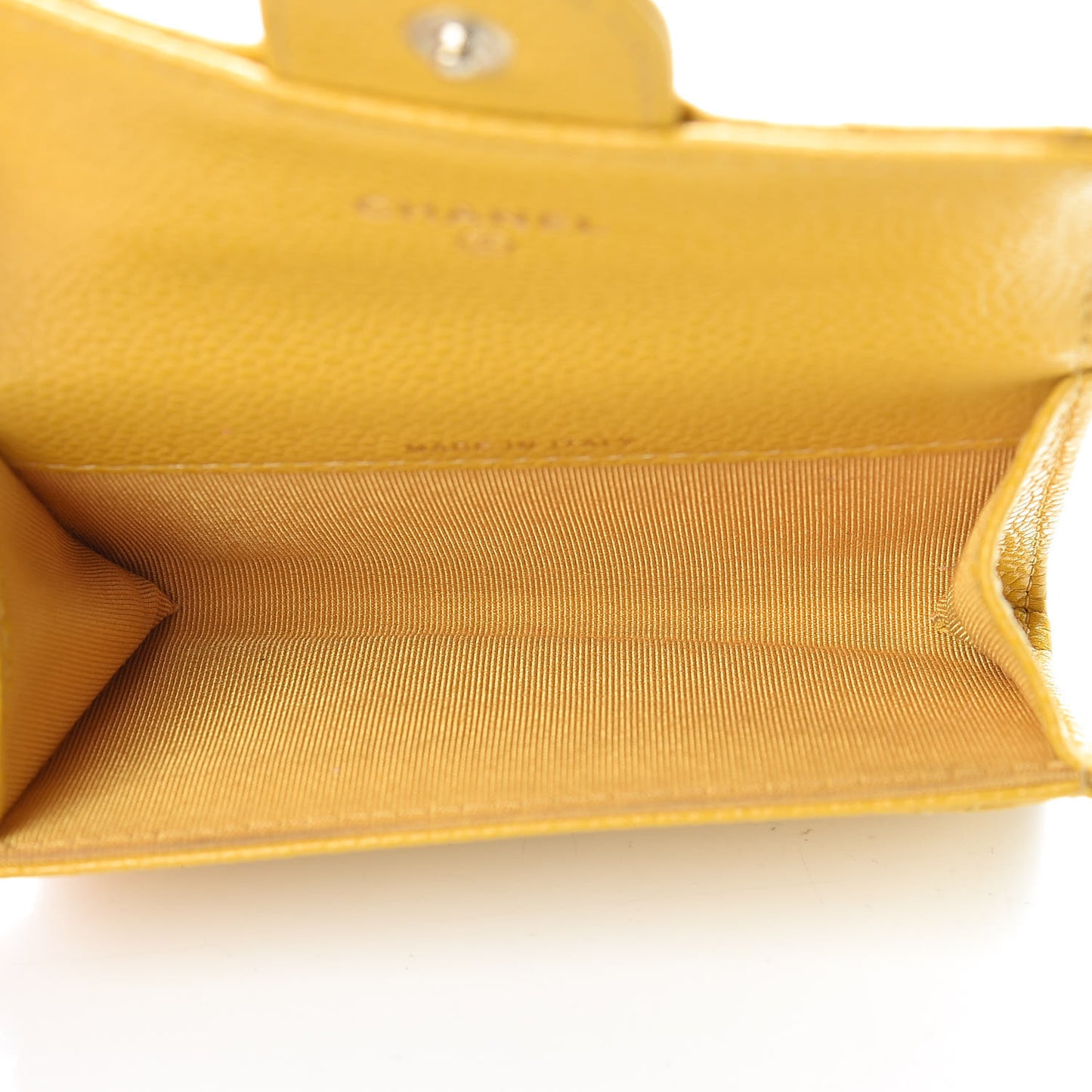 Caviar Quilted Flap Card Holder Yellow