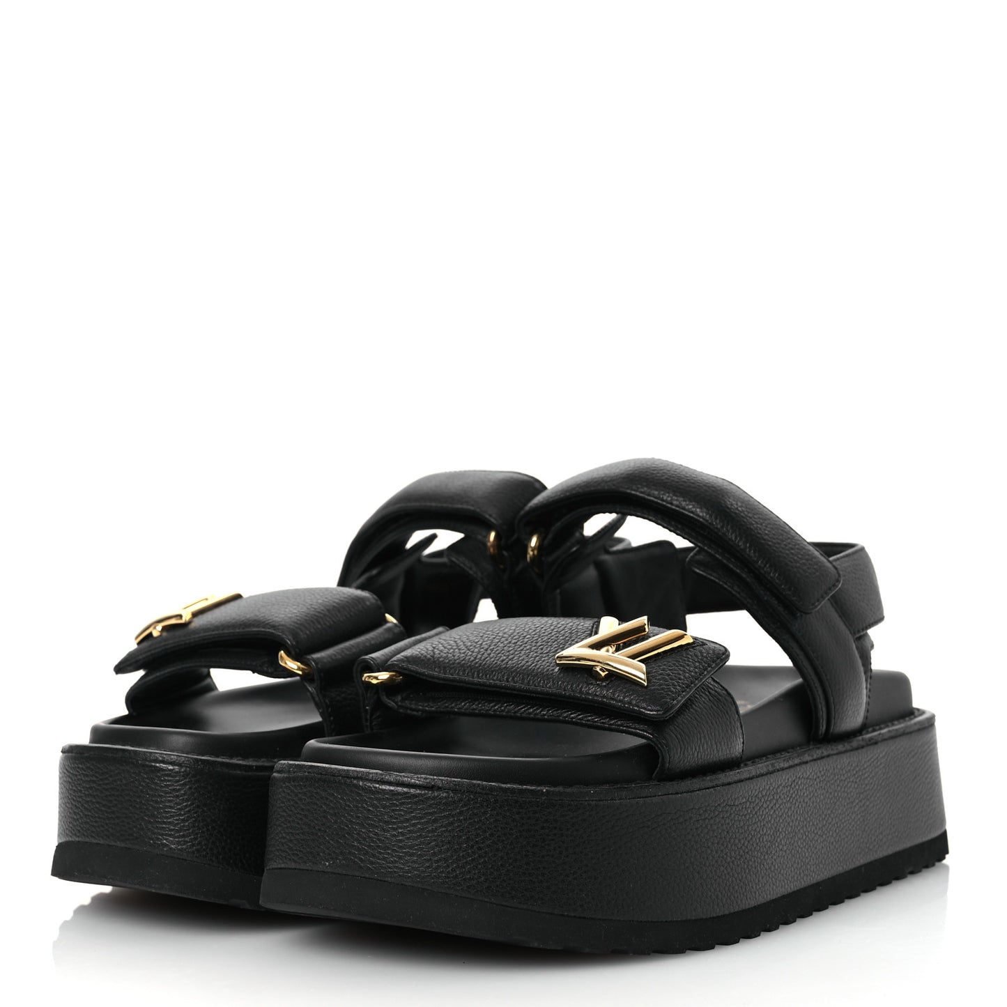 Lambskin Sunset Comfort Platform Sandals 36.5 Black