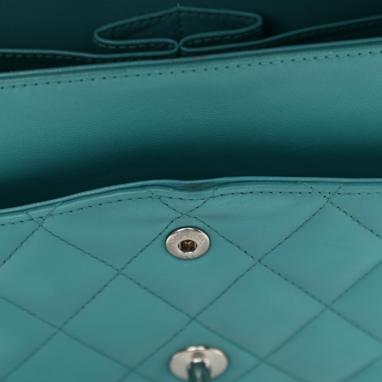 Chanel Lambskin Quilted Jumbo Double Flap Turquoise 13 of 13