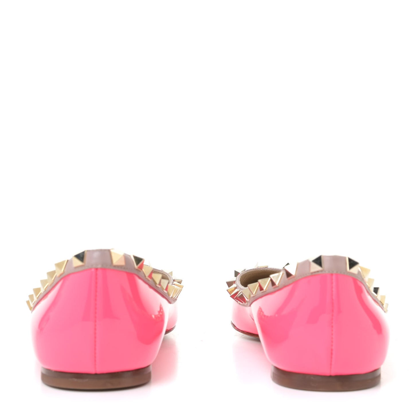 Patent Nappa Rockstud Ballerina Flats 38.5 Fuxia Fluo Poudre
