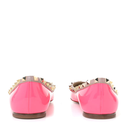 Valentino Garavani Patent Nappa Rockstud Ballerina Flats 38.5 Fuxia Fluo Poudre 5 of 13
