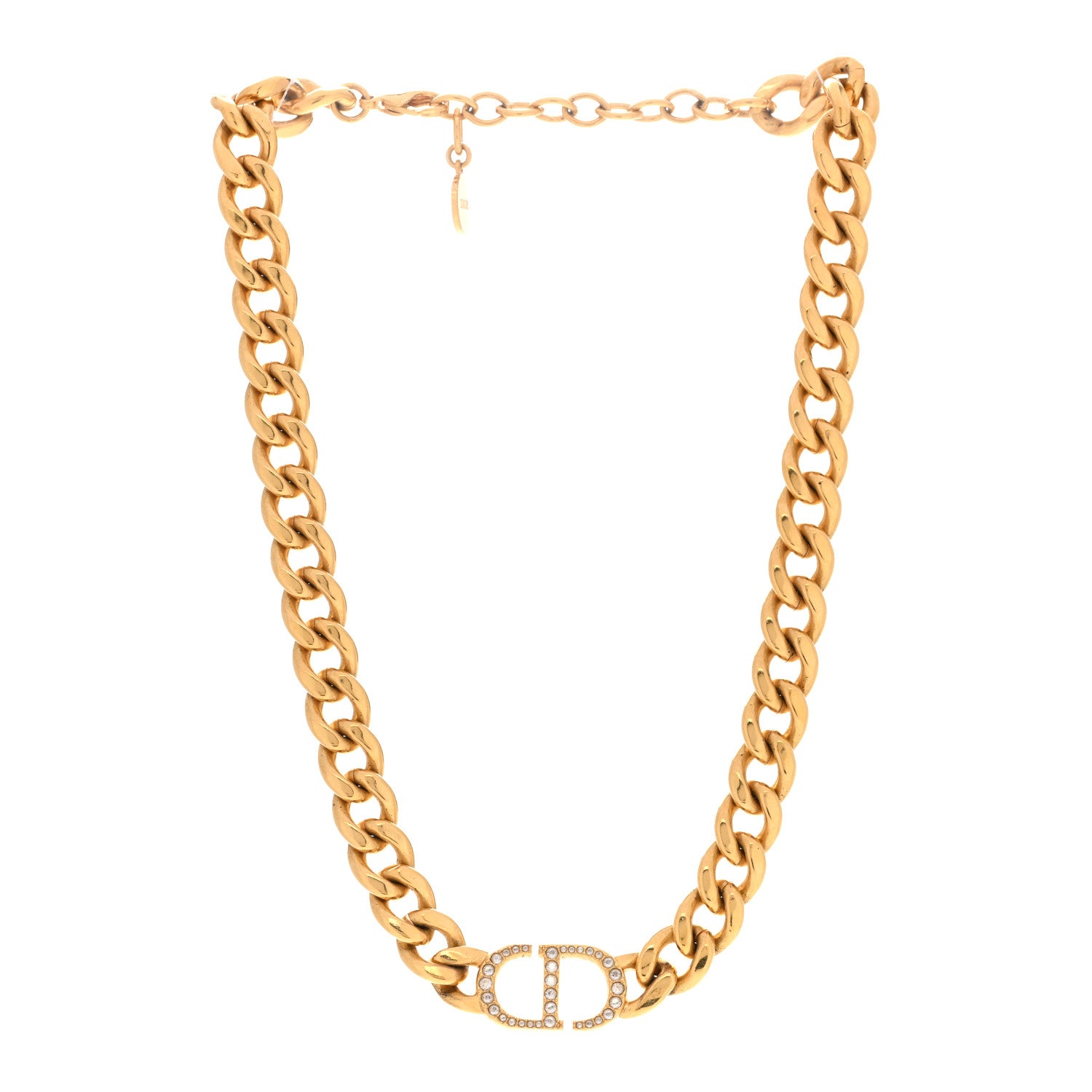 Christian Dior Metal Crystal 30 Montaigne Necklace Gold 3 of 5