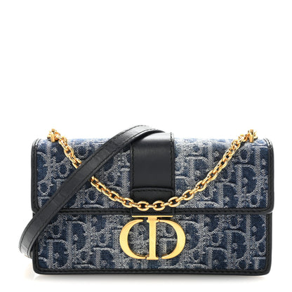 Christian Dior Denim Oblique 30 Montaigne East West Chain Flap Bag 1 of 10