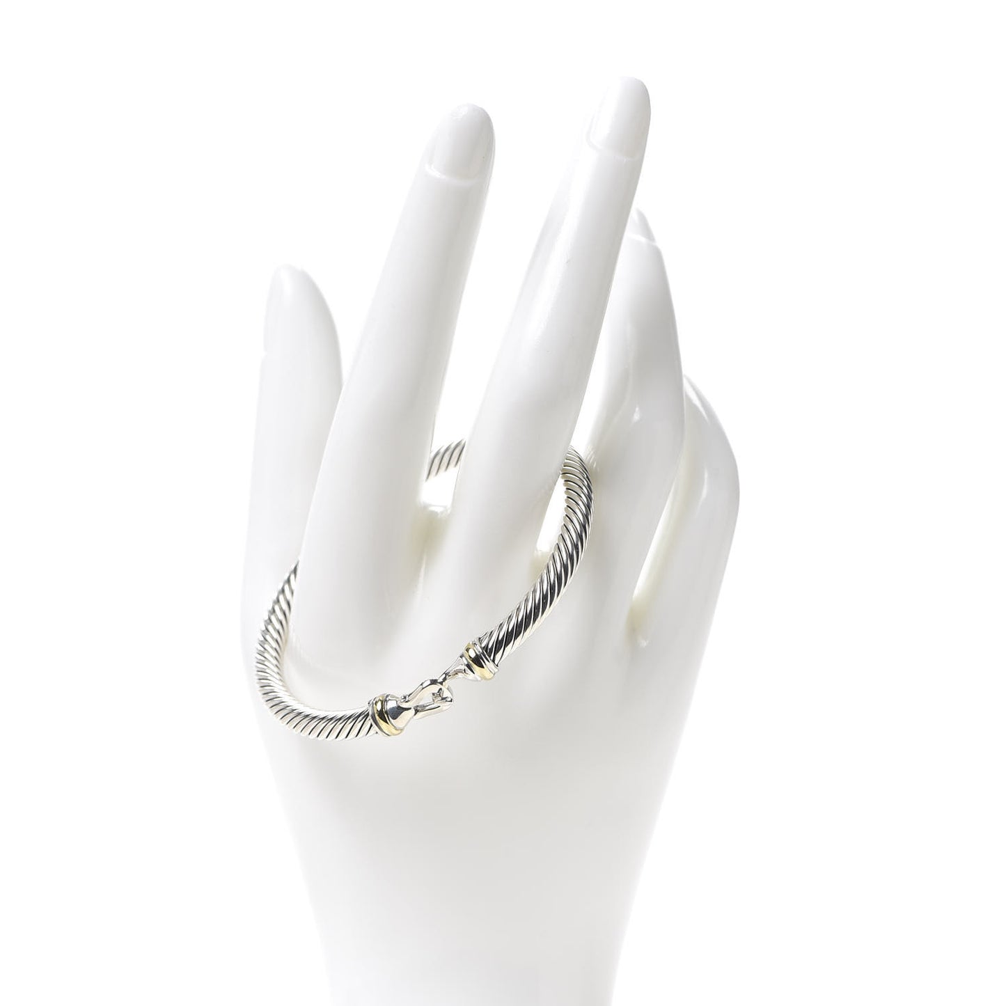 Sterling Silver 18K Yellow Gold 5mm Cable Classic Buckle Bracelet