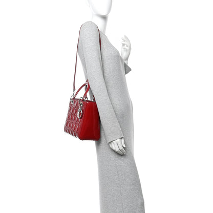 Christian Dior Patent Cannage Medium Lady Dior Red 2 of 10