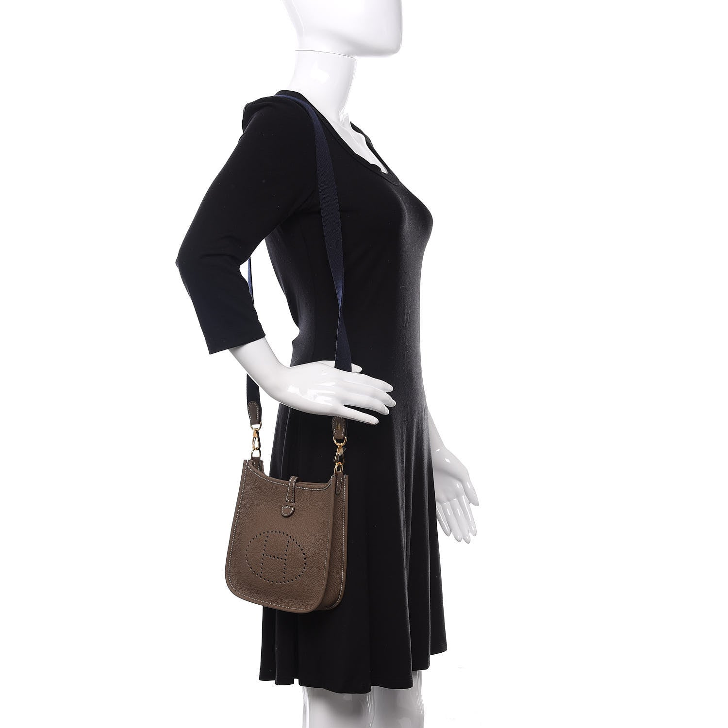 Hermes Taurillon Clemence Amazone Evelyne TPM Etoupe Bleu Indigo 2 of 11
