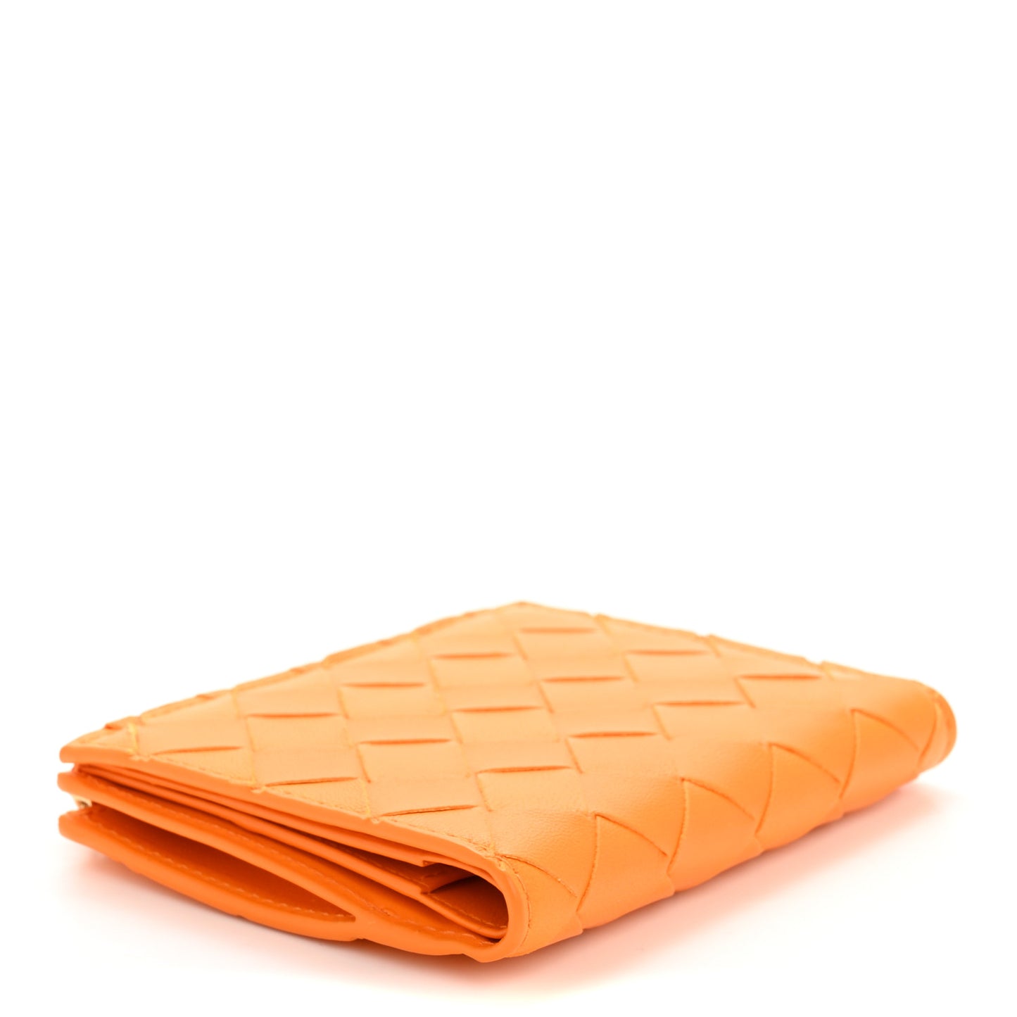 Nappa Intrecciato Small Bi-Fold Zip Wallet Tangerine