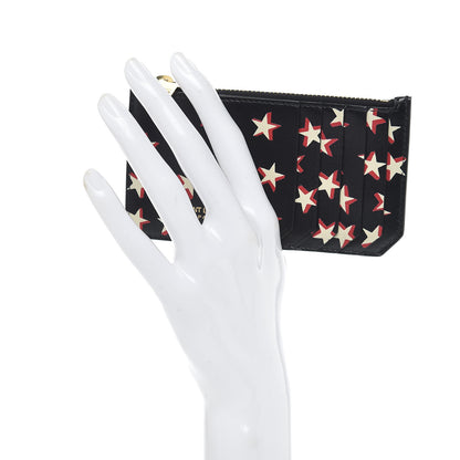 Saint Laurent Calfskin Star Print 5 Fragments Zip Pouch Card Holder Black 2 of 7