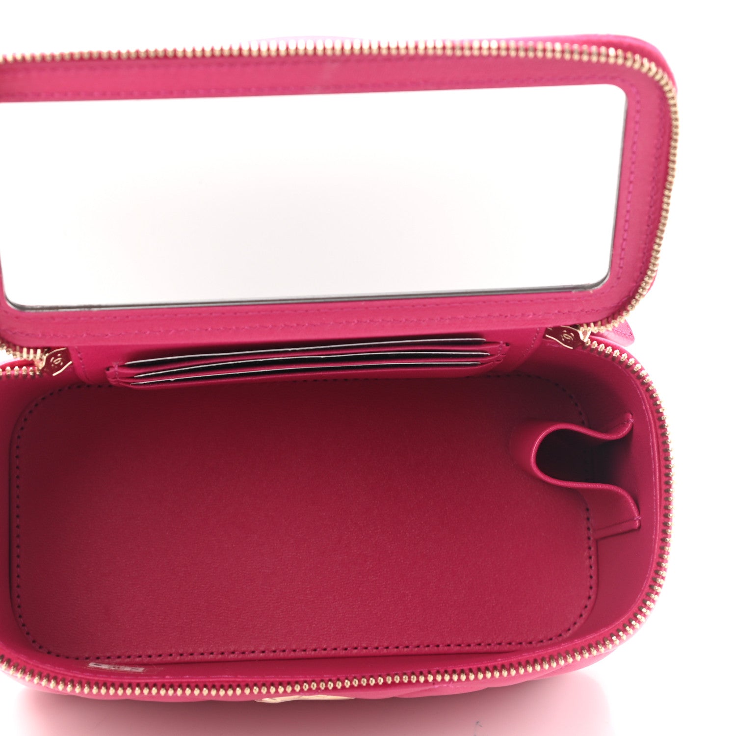 Chanel Lambskin Quilted Small Top Handle Vanity Case With Chain Dark Pink 5 of 12