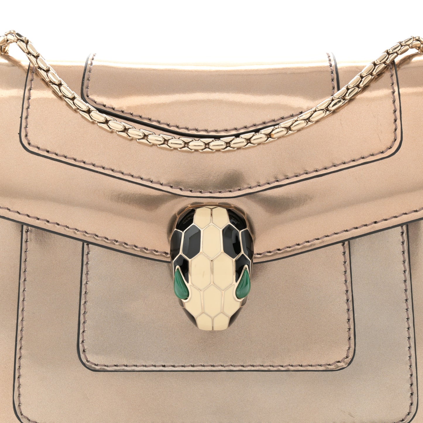 Metallic Calfskin Small Serpenti Forever Snake Strap Crossbody Bag Bronze
