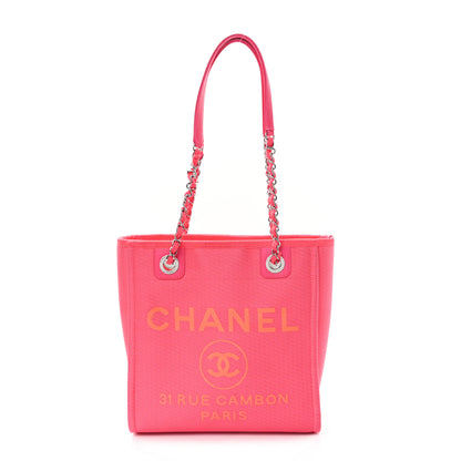 Chanel Canvas Mini Deauville Tote Pink Orange 1 of 12