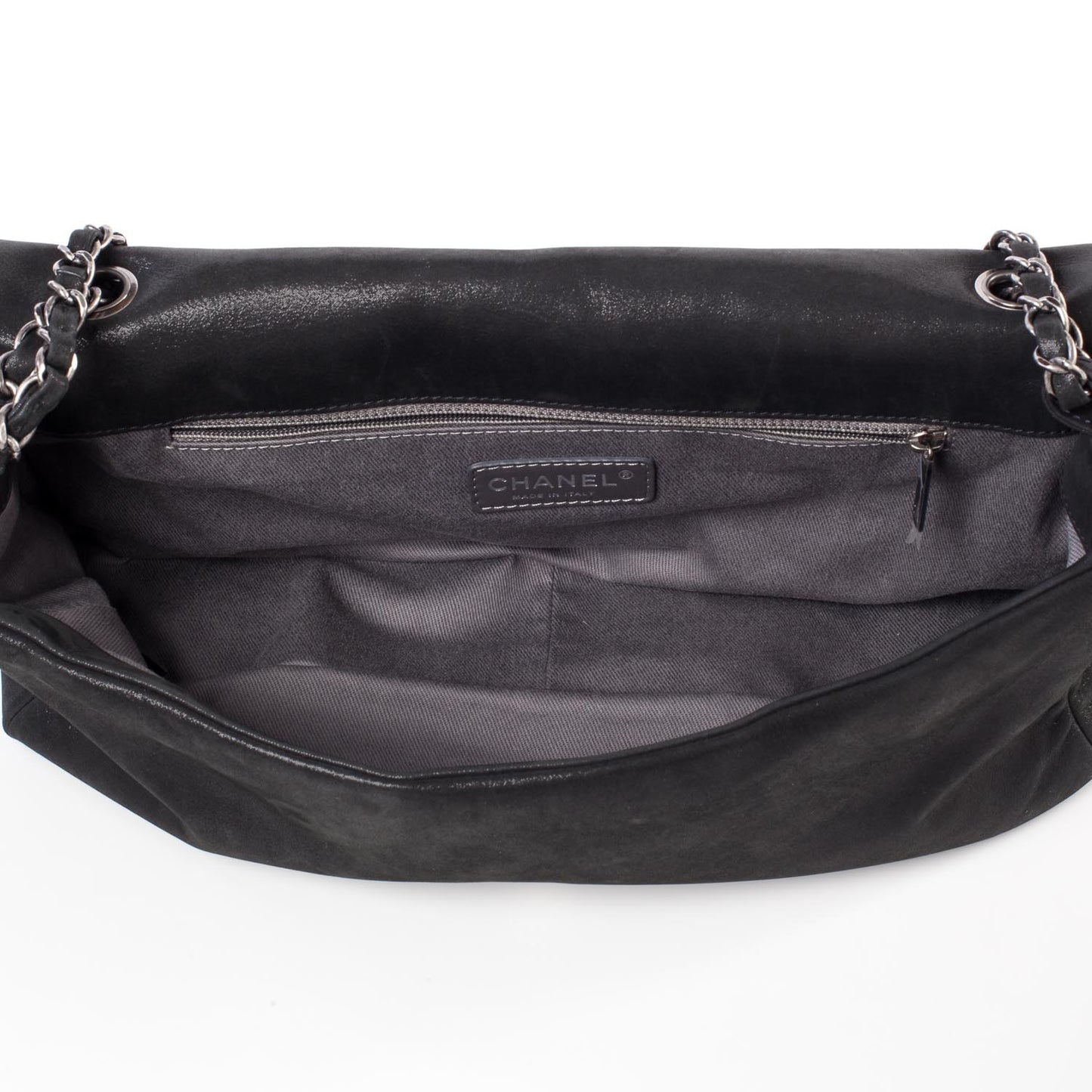 Iridescent Calfskin Glint Flap Black