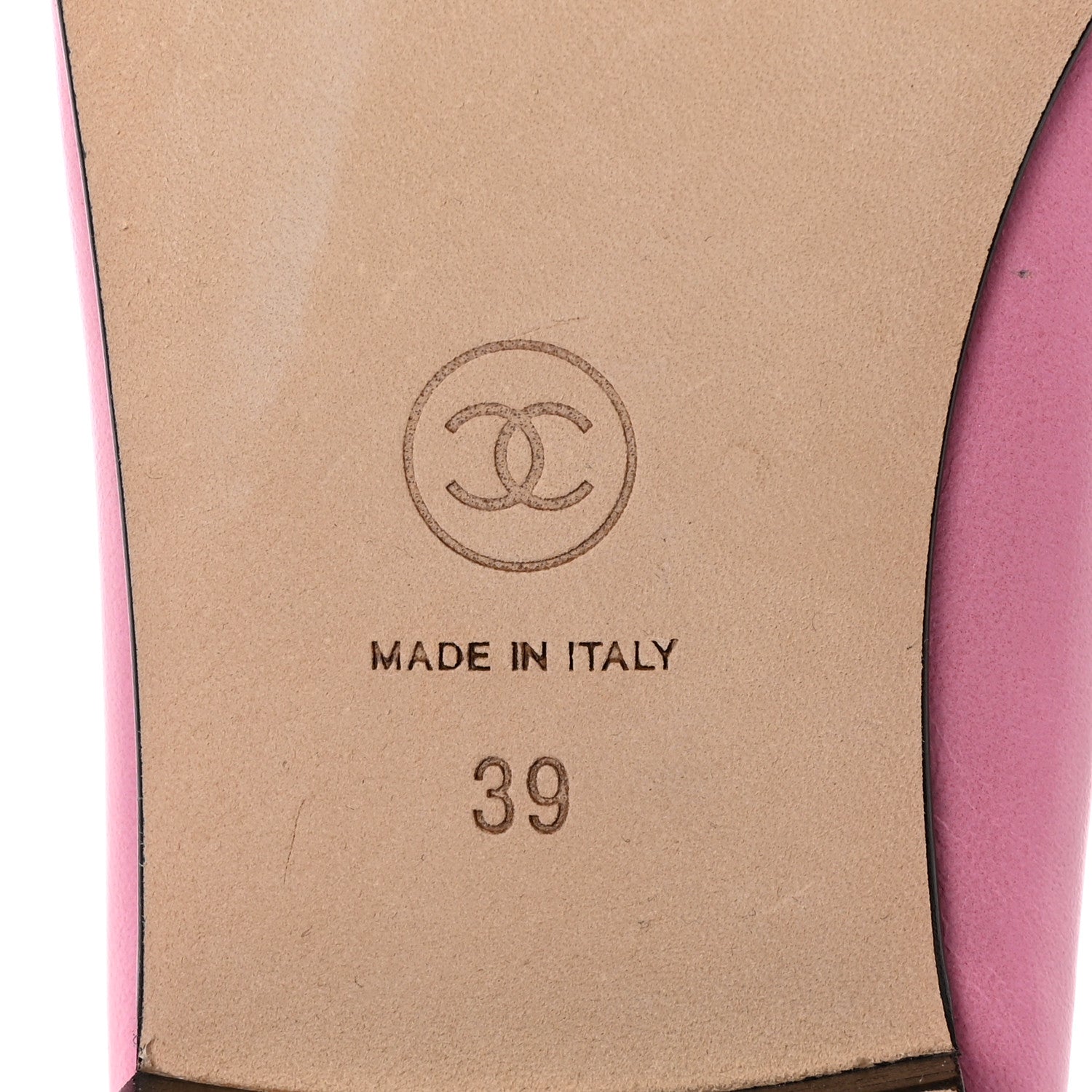 Chanel Laminated Crumpled Lambskin Cap Toe CC Ballerina Flats 39 Pink Black 6 of 10