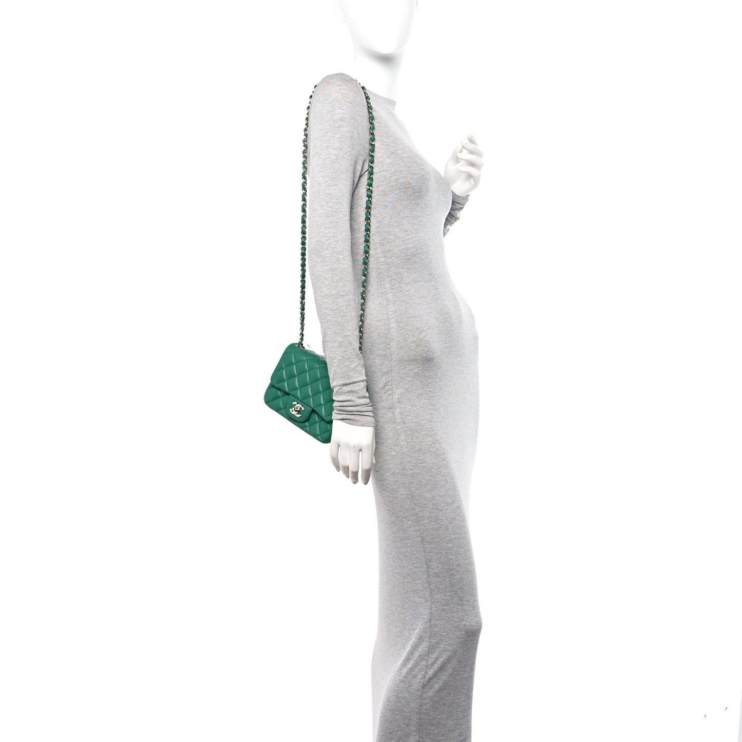 Lambskin Quilted Mini Square Flap Green