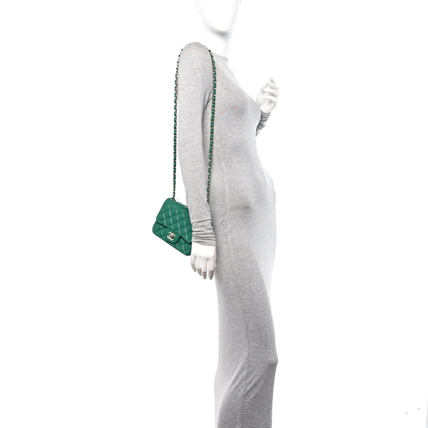 Chanel Lambskin Quilted Mini Square Flap Green 2 of 10