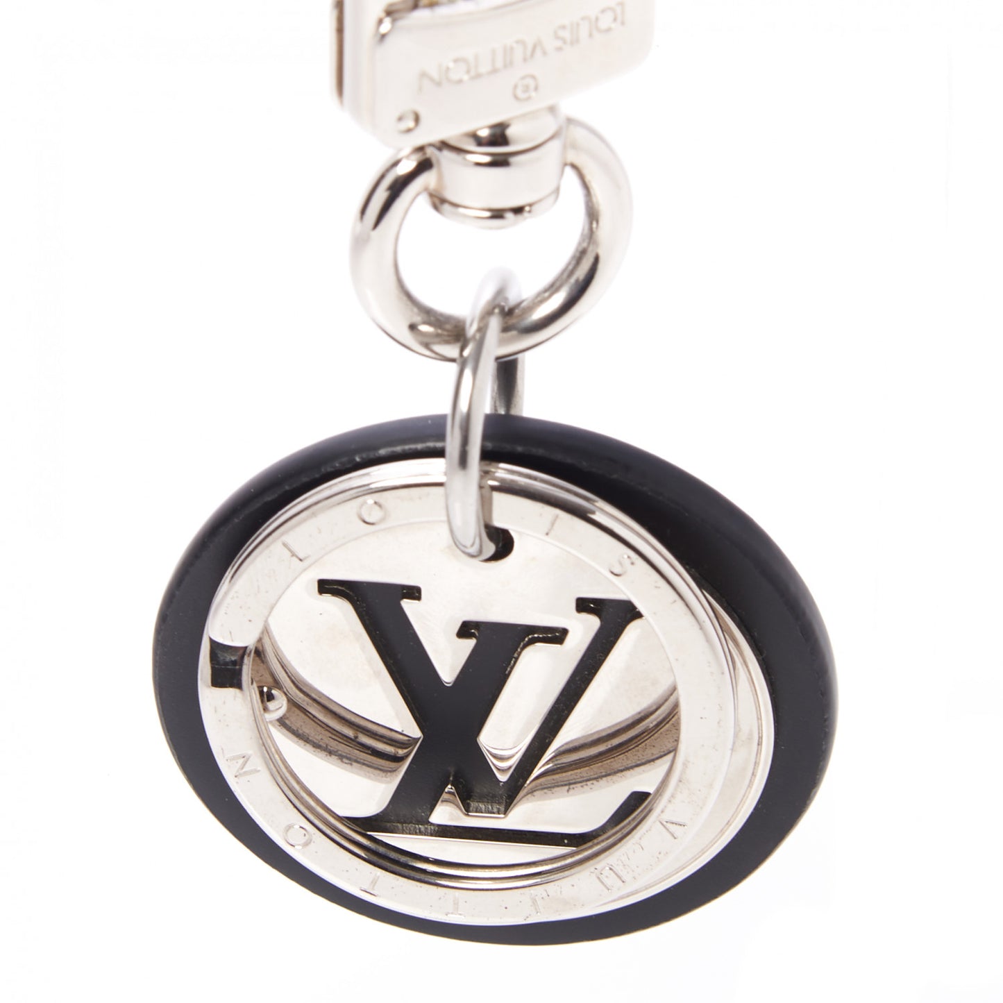 LV Cut Circle Key Holder Silver