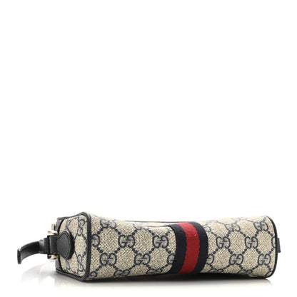Gucci GG Supreme Monogram Textured Dollar Calfskin Web Mini Ophidia Shoulder Bag Beige Blue 4 of 12