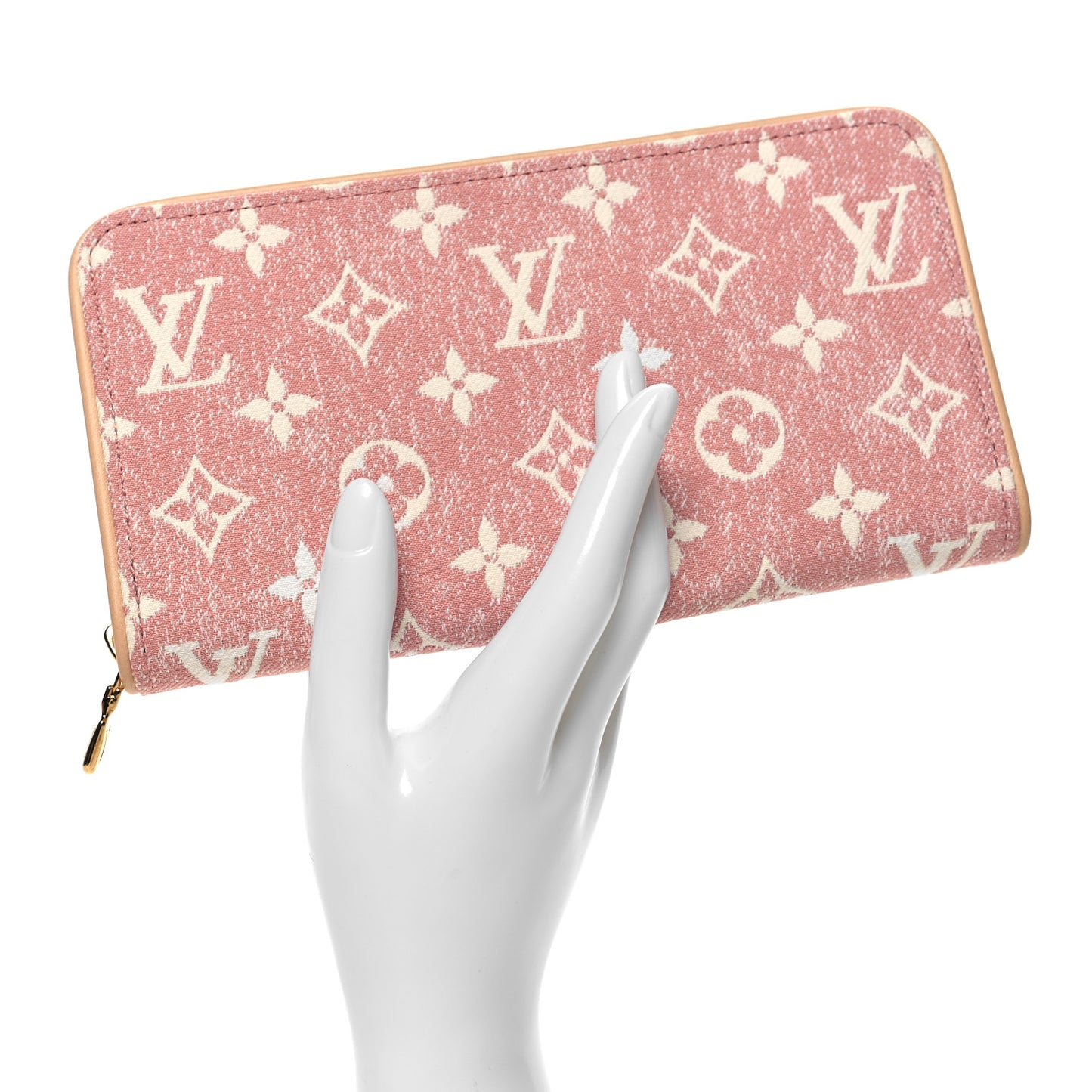 Denim Monogram Jacquard Zippy Wallet Pink