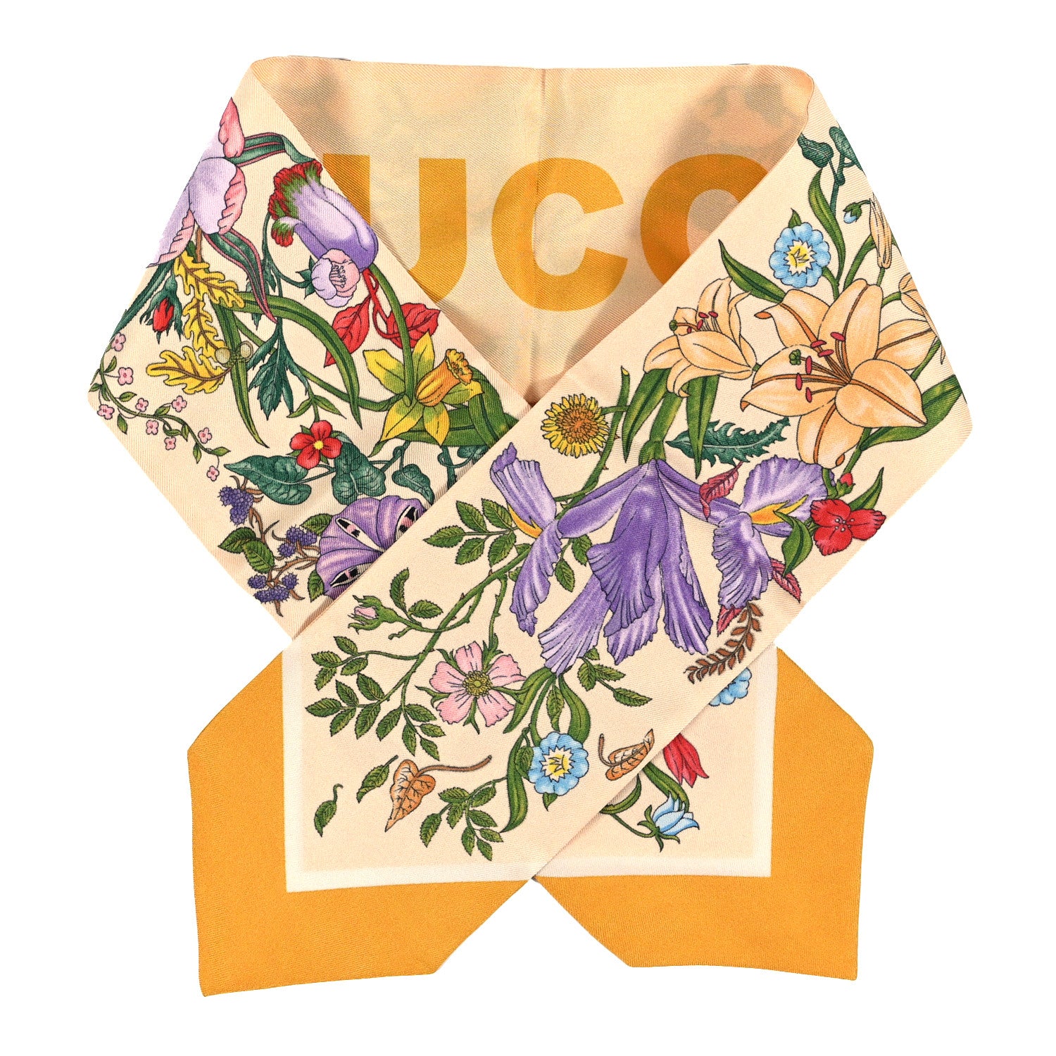 Gucci Silk Twill Spely Neck Bow Scarf Yellow 1 of 3