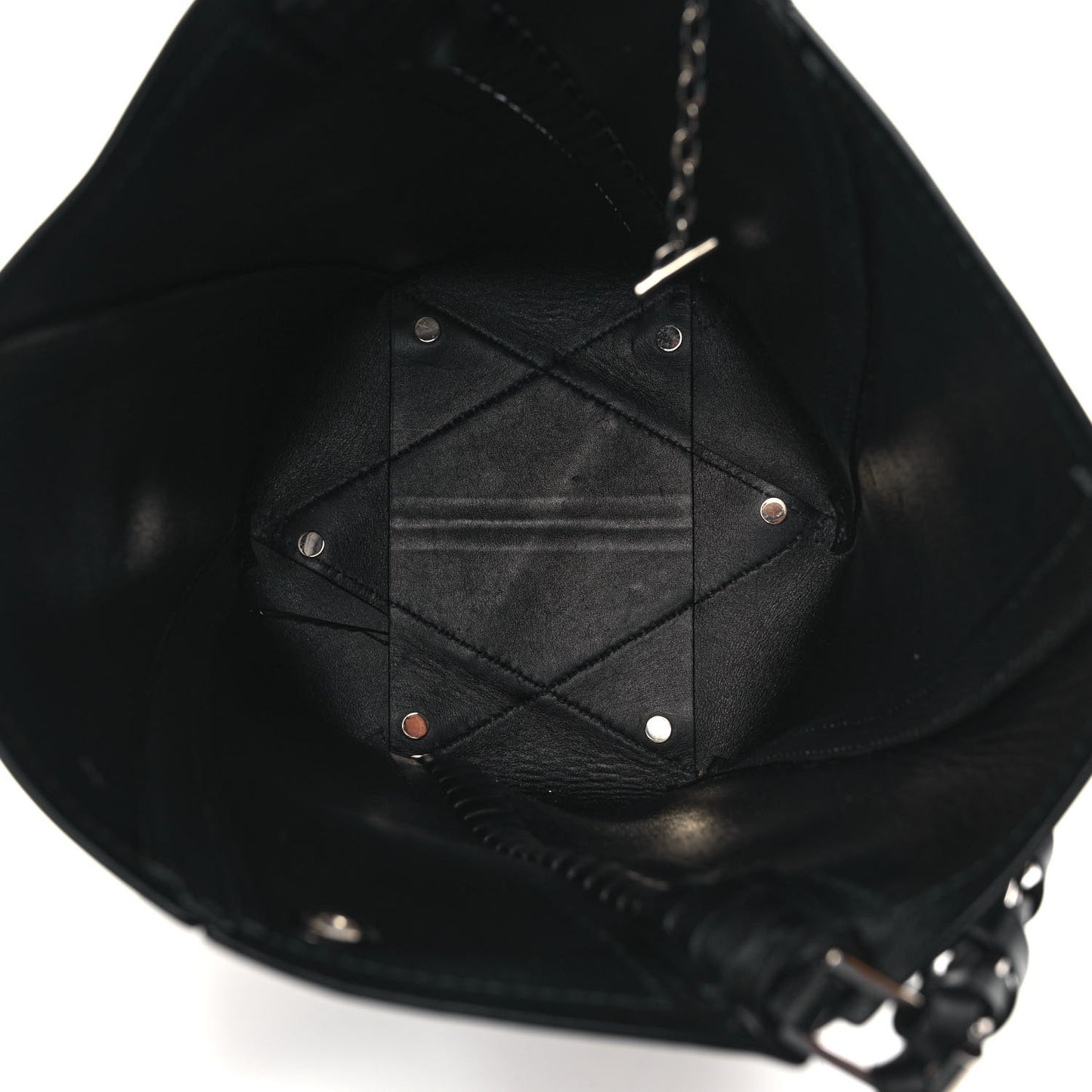 Calfskin Medium Hex Bucket Bag Black