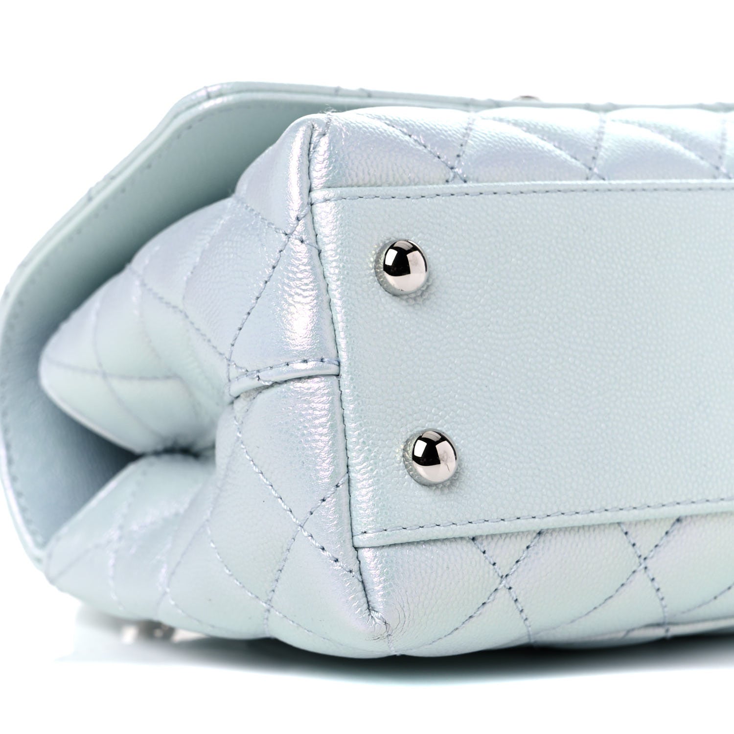 Chanel Iridescent Caviar Quilted Mini Coco Handle Flap Light Blue 8 of 10