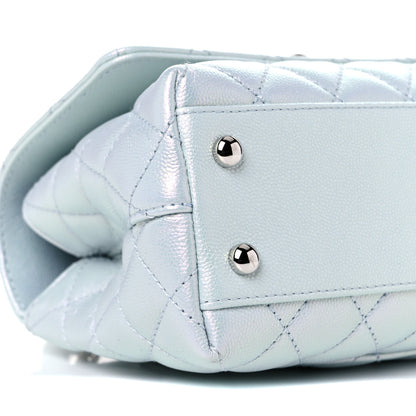 Chanel Iridescent Caviar Quilted Mini Coco Handle Flap Light Blue 8 of 10