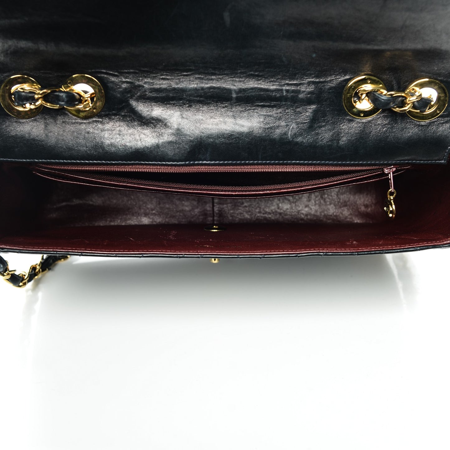 Lambskin Quilted Jumbo Single Flap Navy