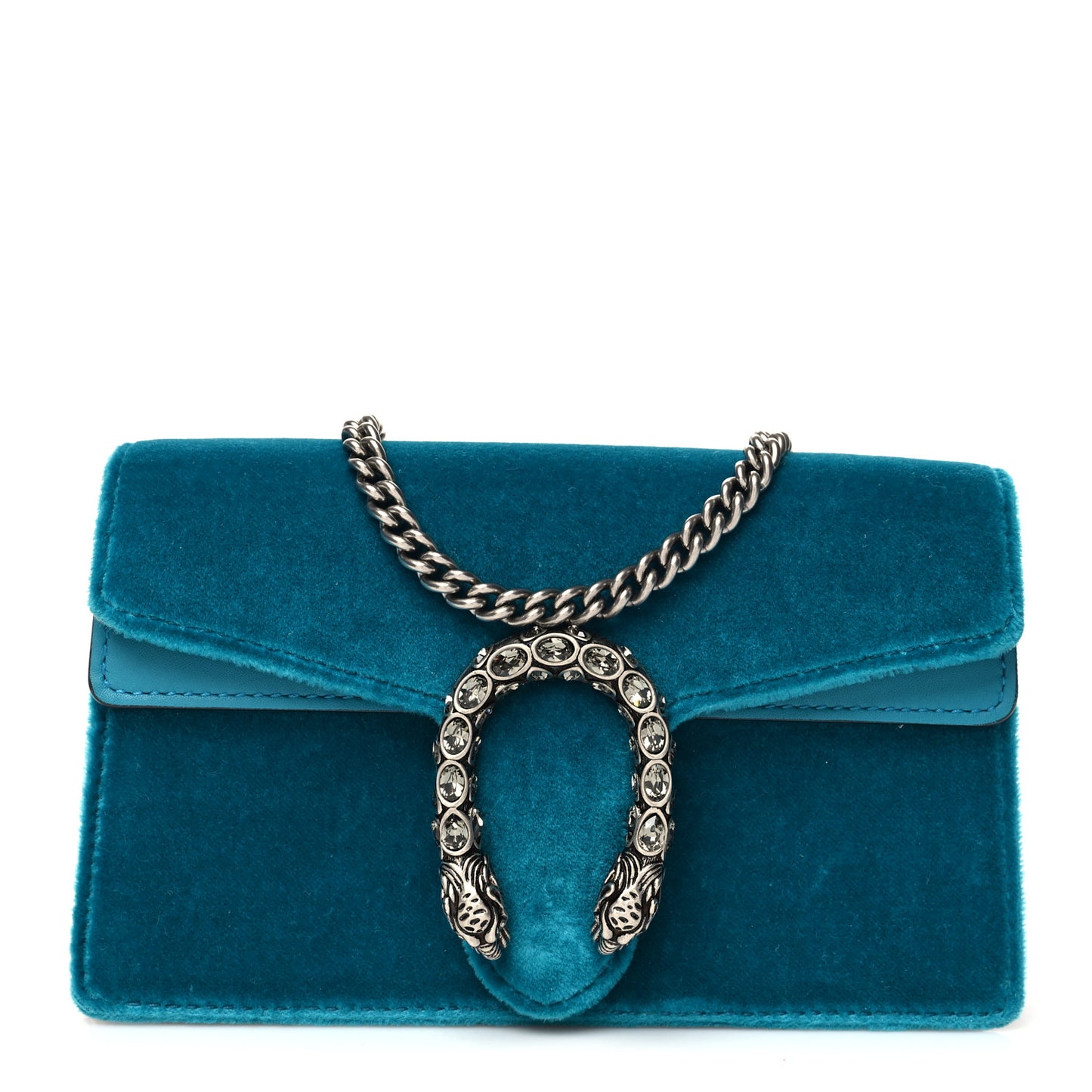 Velvet Super Mini Dionysus Shoulder Bag Pavone Cyan