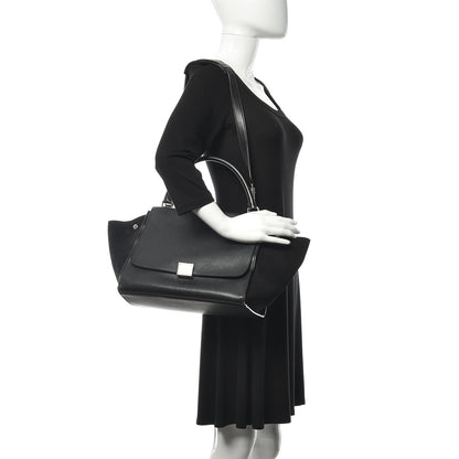 Celine Drummed Calfskin Suede Medium Trapeze Black 2 of 9