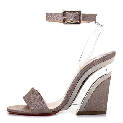 Christian Louboutin PVC Glitter Levitallo 100 Sandals 37.5 Nude 1 of 4