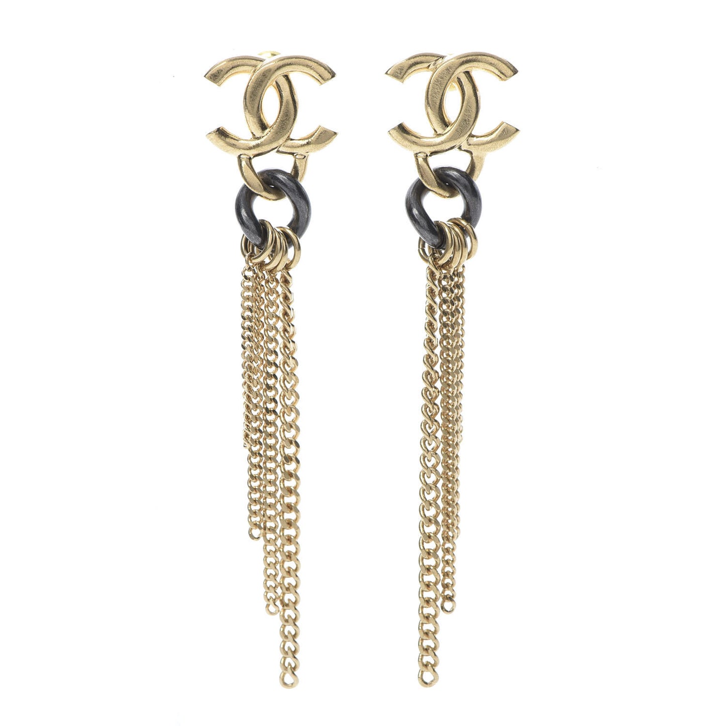 CC Chain Drop Earrings Gold Ruthenium