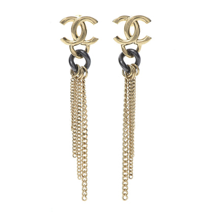 Chanel CC Chain Drop Earrings Gold Ruthenium 1 of 5