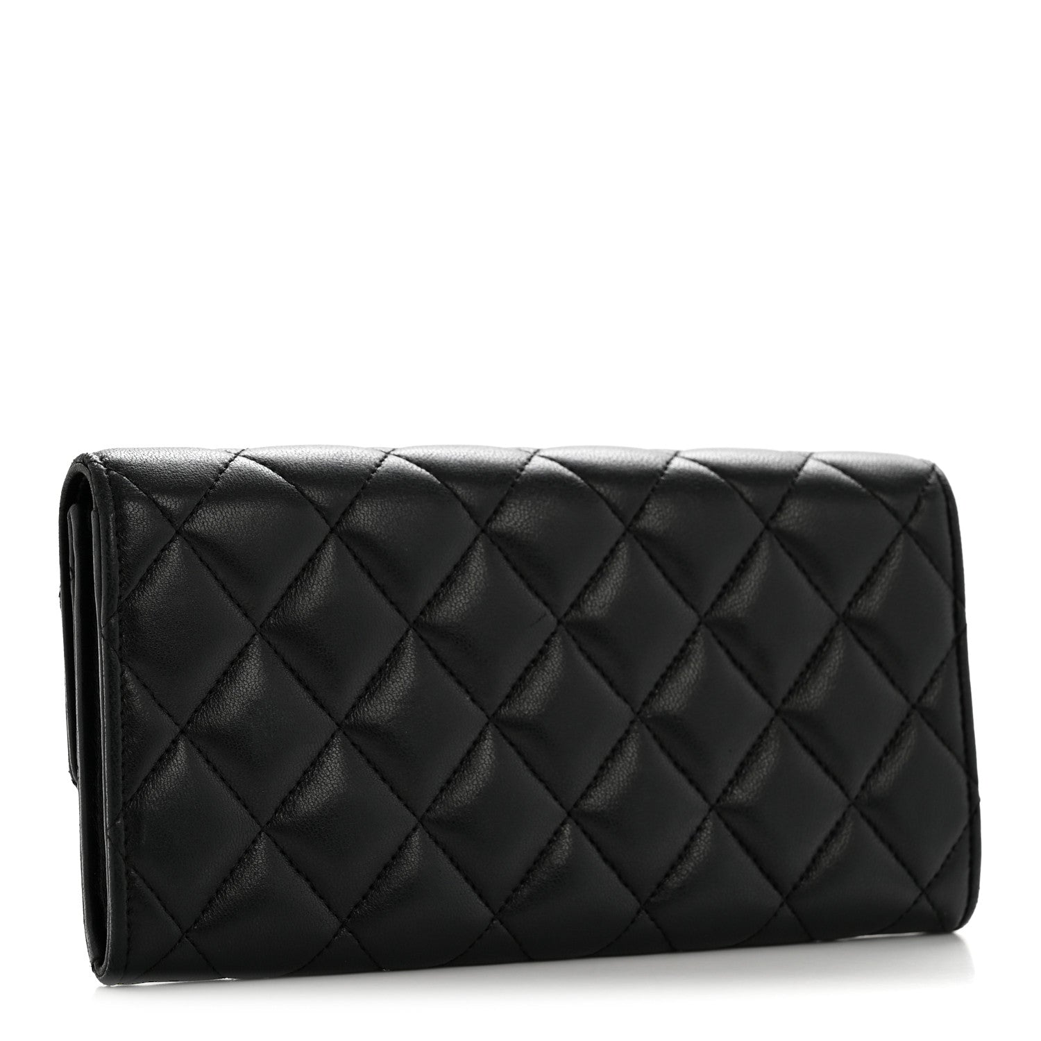 Chanel Lambskin Quilted Large Flap Wallet Black 3 of 12