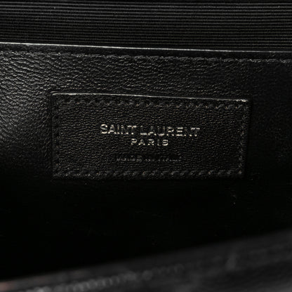 Saint Laurent Grain De Poudre Textured Mixed Matelasse Triquilt Medium Monogram Satchel Black 7 of 11