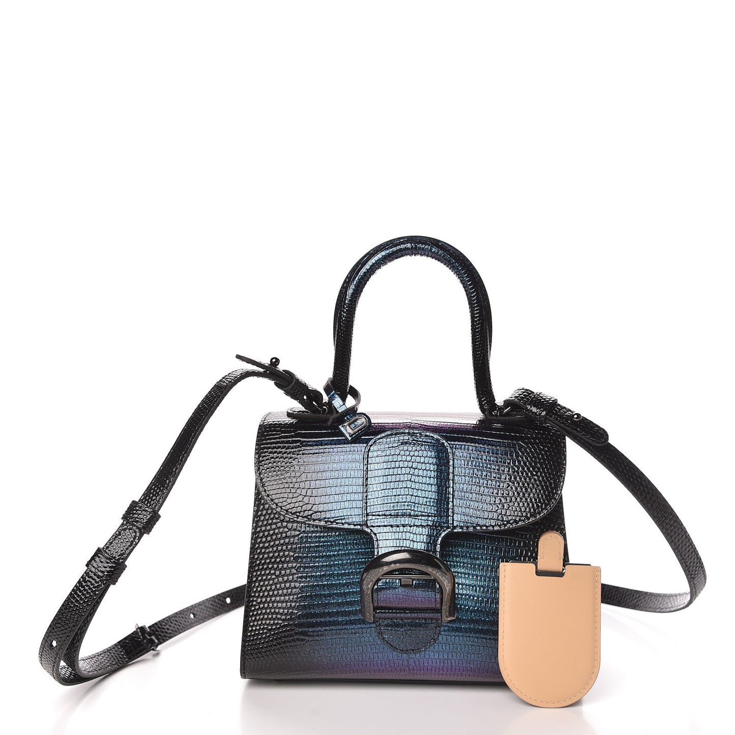 Iridescent Lizard Mini Brillant Satchel Black