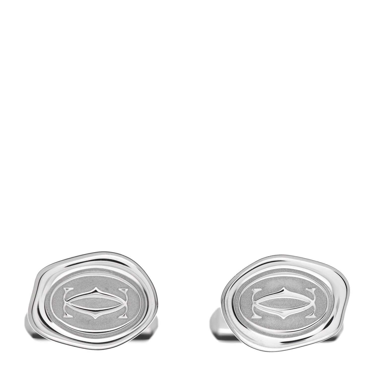 Cartier Sterling Silver Palladium Finish Wax Seal Motif Cufflinks 1 of 5