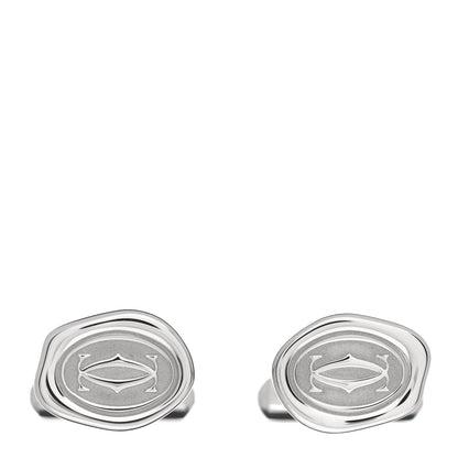 Cartier Sterling Silver Palladium Finish Wax Seal Motif Cufflinks 1 of 5