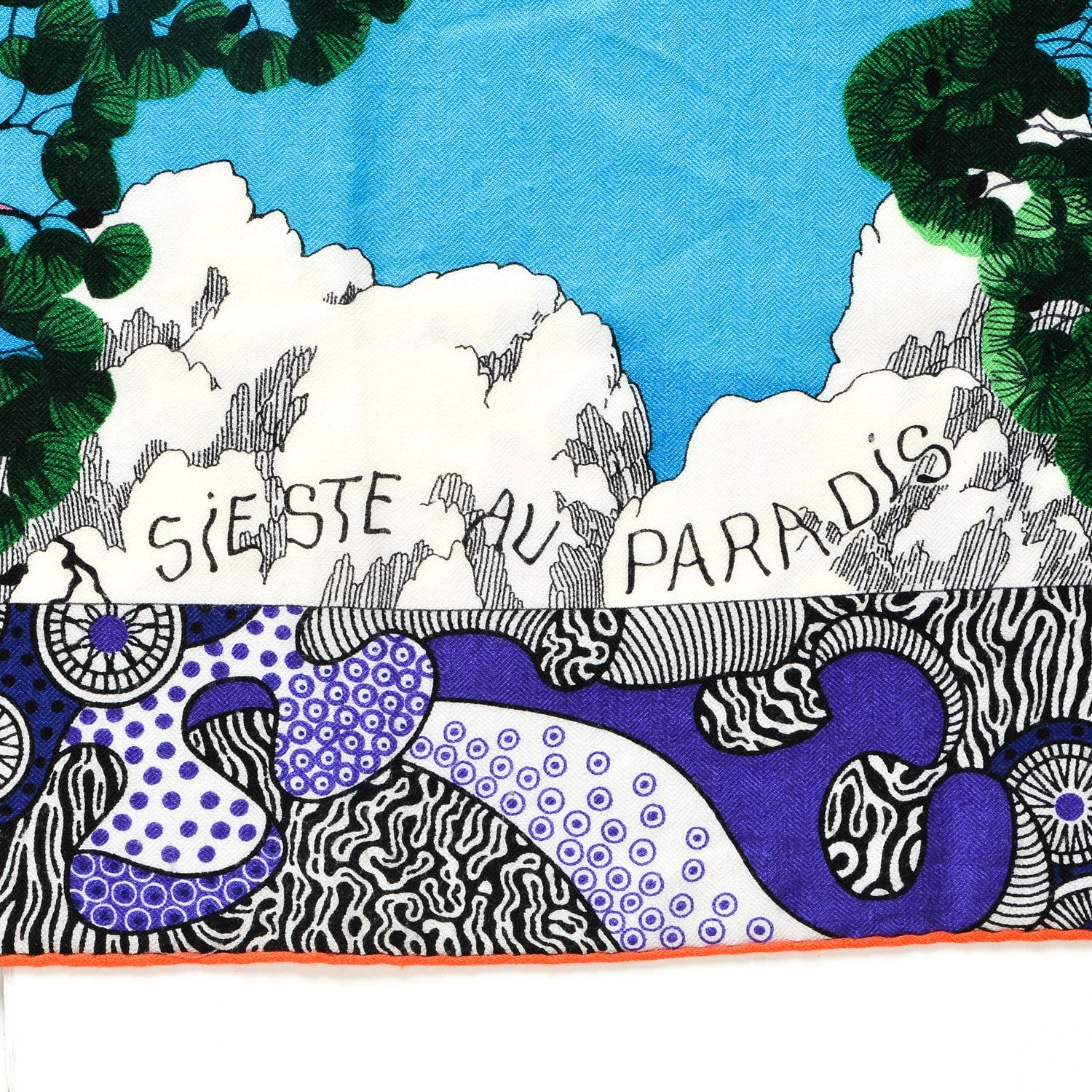 Hermes Cashmere Silk Sieste Au Paradis Shawl 140 Blanc Rouge Violet 4 of 5