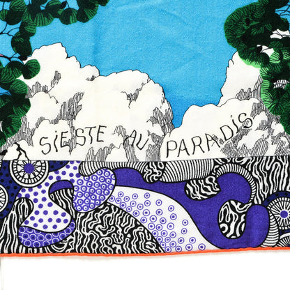 Hermes Cashmere Silk Sieste Au Paradis Shawl 140 Blanc Rouge Violet 4 of 5